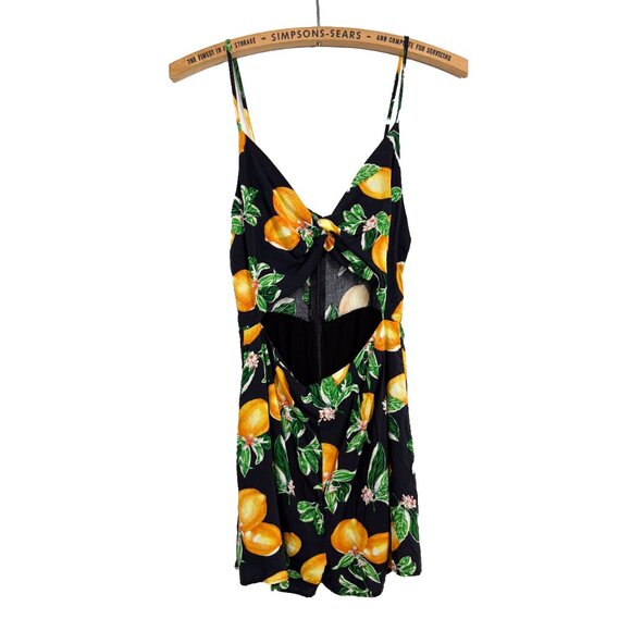 Urban Outfitters Kimchi Blue Lemon Print Peekaboo Romper Size 2 - Picture 1 of 6